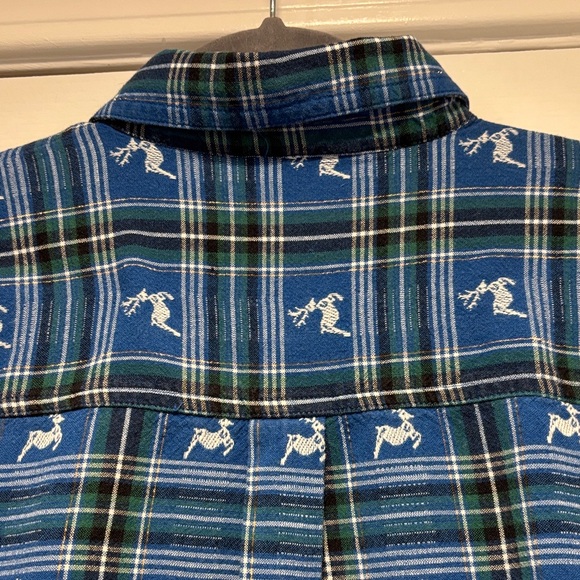 Cabin Creek | Vintage Blue Shirt | Cabincore Deer Cotton Flannel Petite Medium - Picture 7 of 11